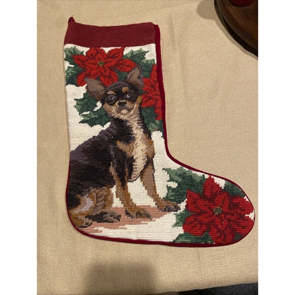 Claws Collection Union Needlepoint Stocking Dog Min Pin or Chihuahua NWOT